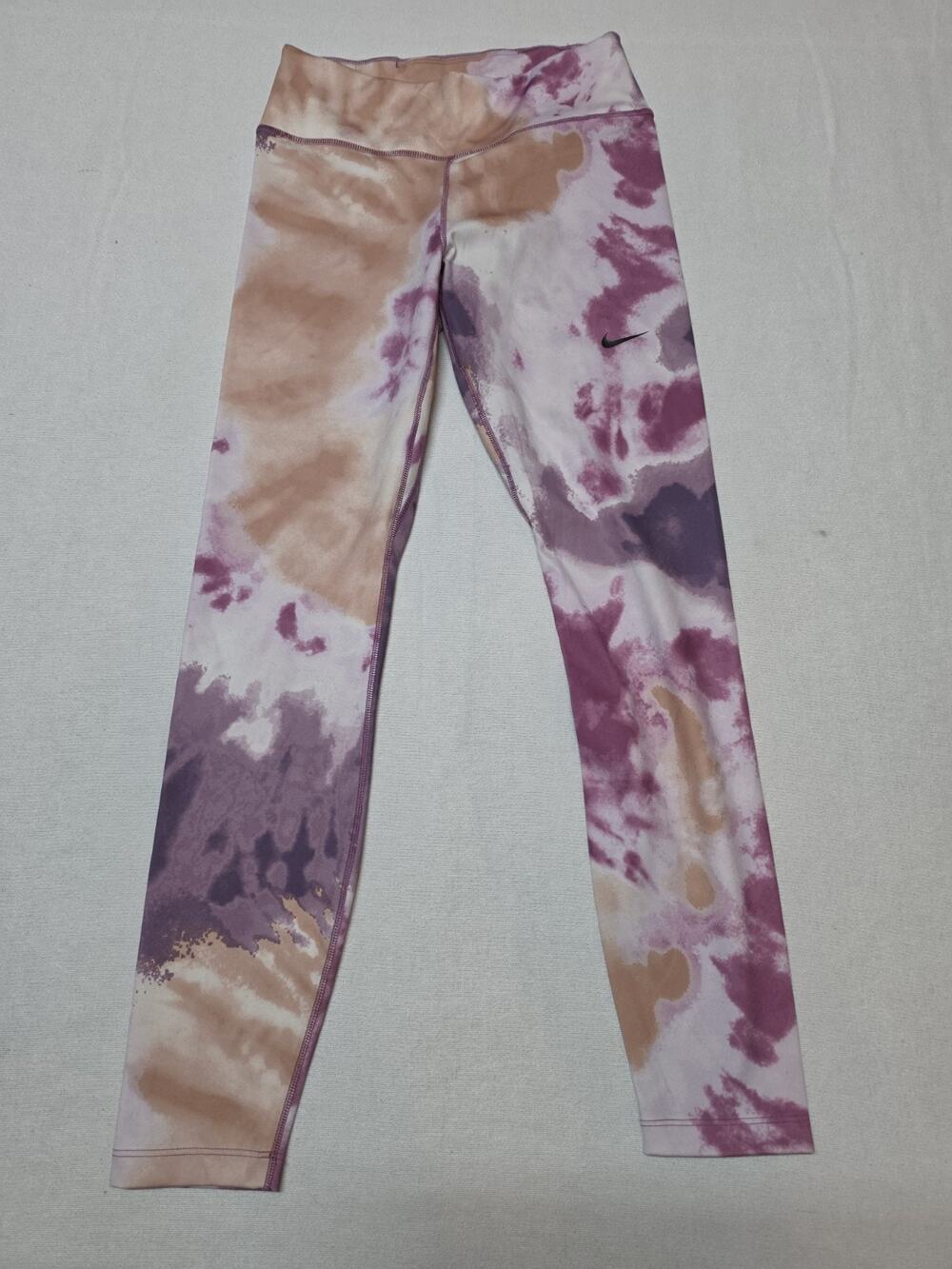Nike Dri-FIT Women’s Small Purple Pink Tan Tie Dye Leggings Athletic Workout